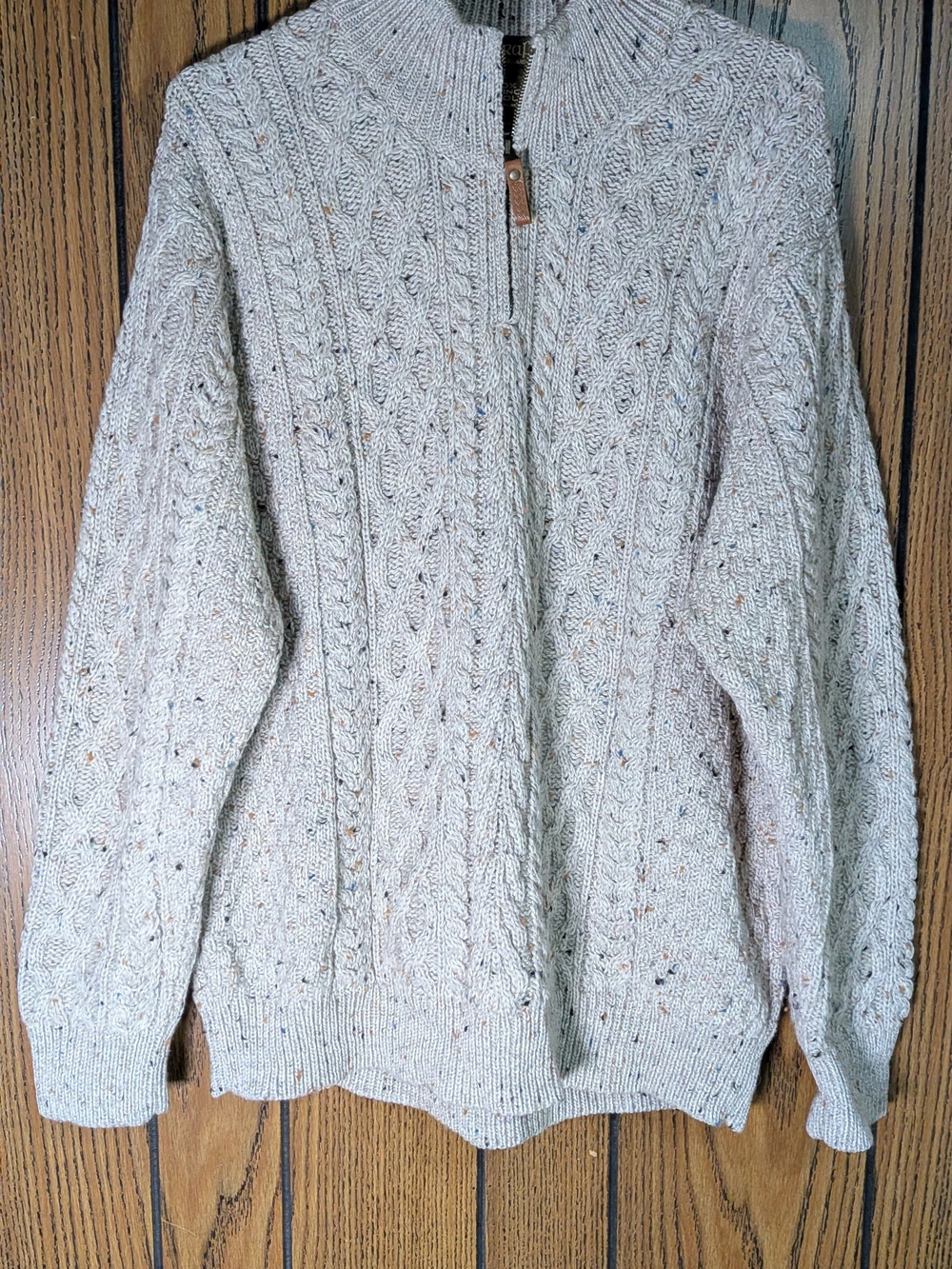 Men's XL Inis Crafts 100% Merino Wool Half Zip Sweater Like New